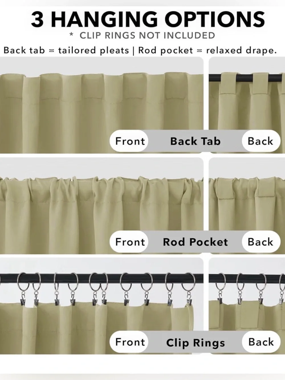 2 Deconovo Room Darkening Curtains beige 70“ x 108“ new panels back tab rod pock